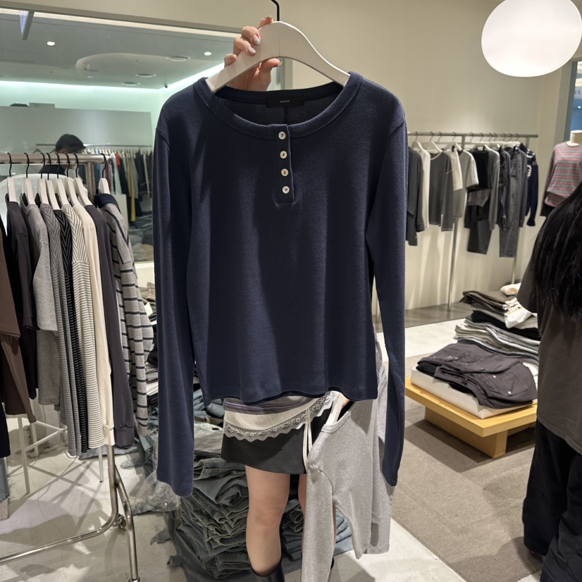 GRADE東大門直郵女士新品休閑職業26春夏真品推薦長袖T恤GRADE長袖T恤圖色2深藍色