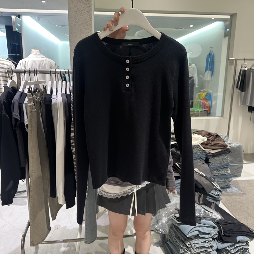 GRADE東大門直郵女士新品休閑職業26春夏真品推薦長袖T恤GRADE長袖T恤圖色3黑色