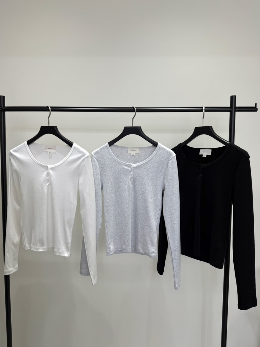 GALERIE NUIT韓國代購女士新款26春夏長袖T恤不含內搭圓領紐扣GALERIE NUIT長袖T恤