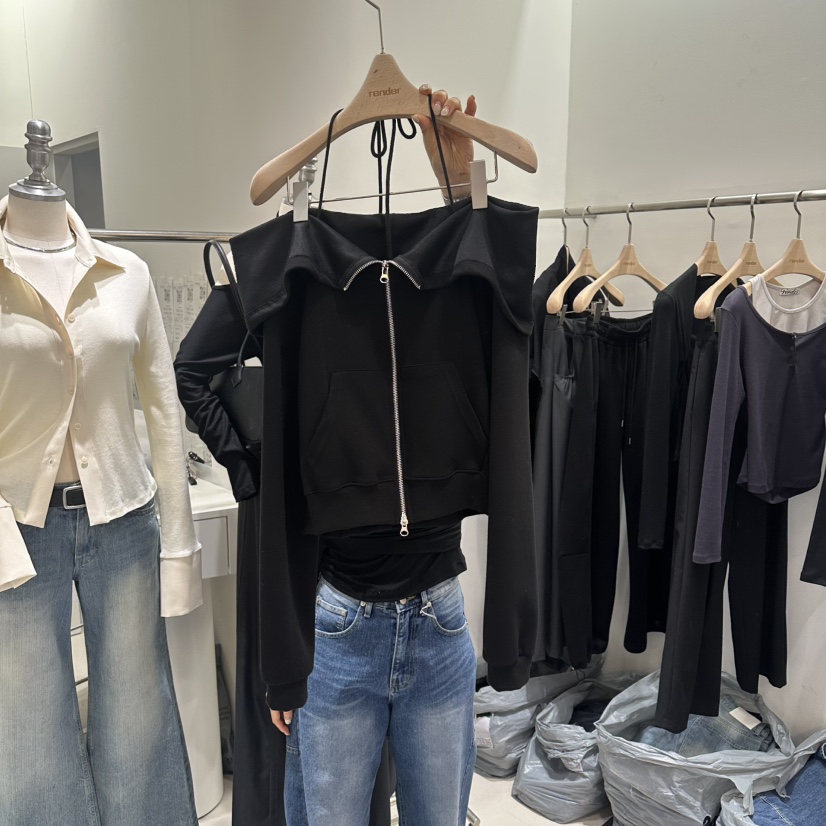 RENDER東大門直郵女裝新品職業時尚休閑推薦26春夏夾克拉鏈RENDER夾克圖色2黑色