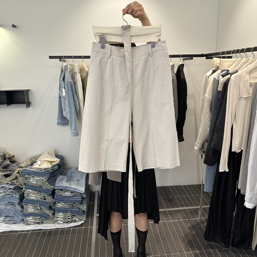 FIND-P東大門實拍女裝新品真品人氣職業短褲人字紋含腰帶FIND-P短褲圖色1