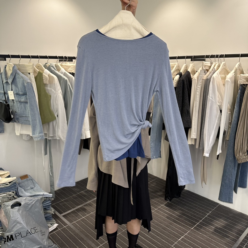 FIND-P東大門代購女裝新品人氣長袖T恤不含內搭天絲纖維FIND-P長袖T恤