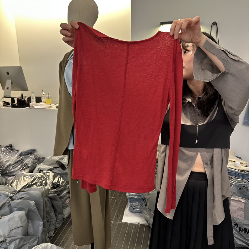 FIND-P東大門代購女裝新品人氣長袖T恤不含內搭天絲纖維FIND-P長袖T恤圖色8