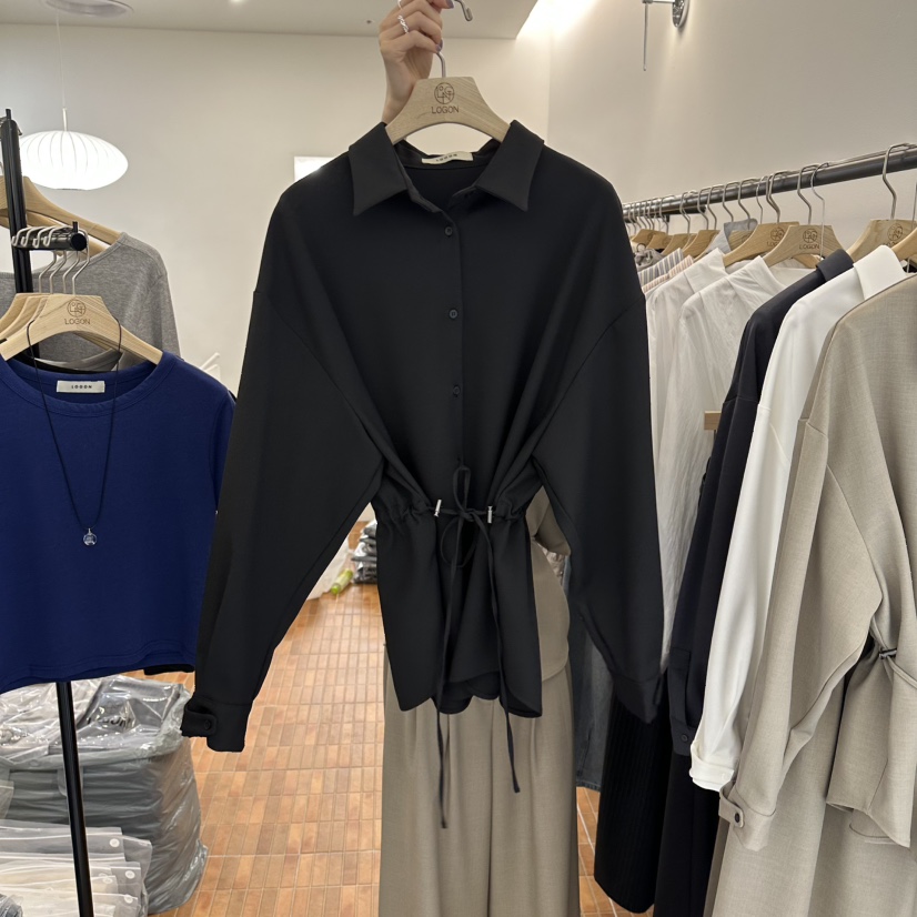 LOGON東大門實拍女裝新品熱賣休閑推薦26春夏人氣襯衫蕾絲衫LOGON襯衫/蕾絲衫圖色4黑色