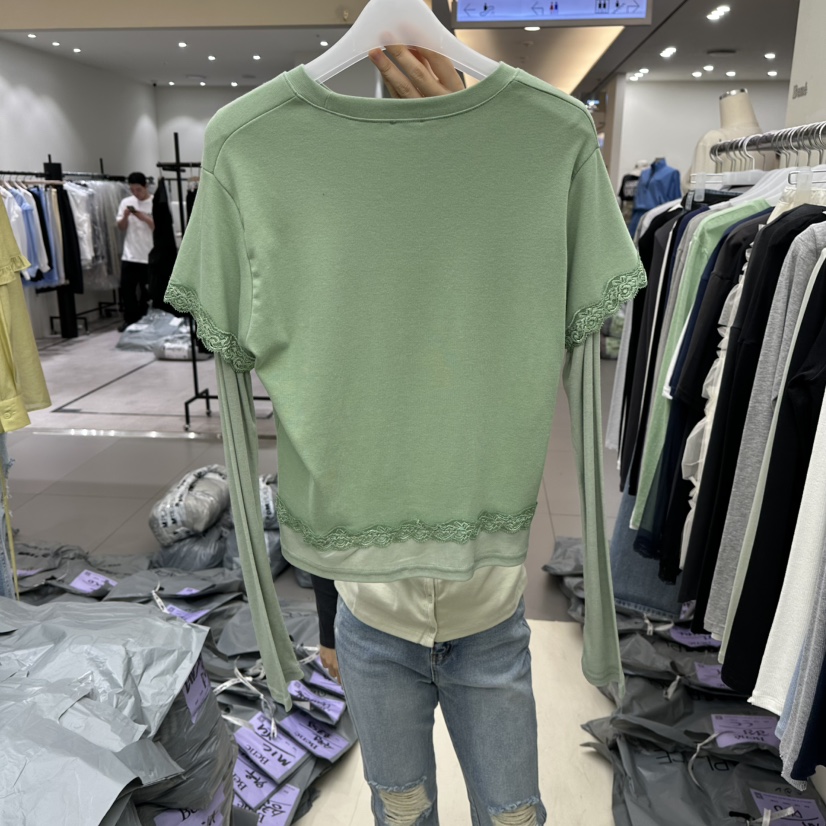 BENE韓國代購女裝新品時尚熱賣真品26春夏人氣長袖T恤假兩件BENE長袖T恤