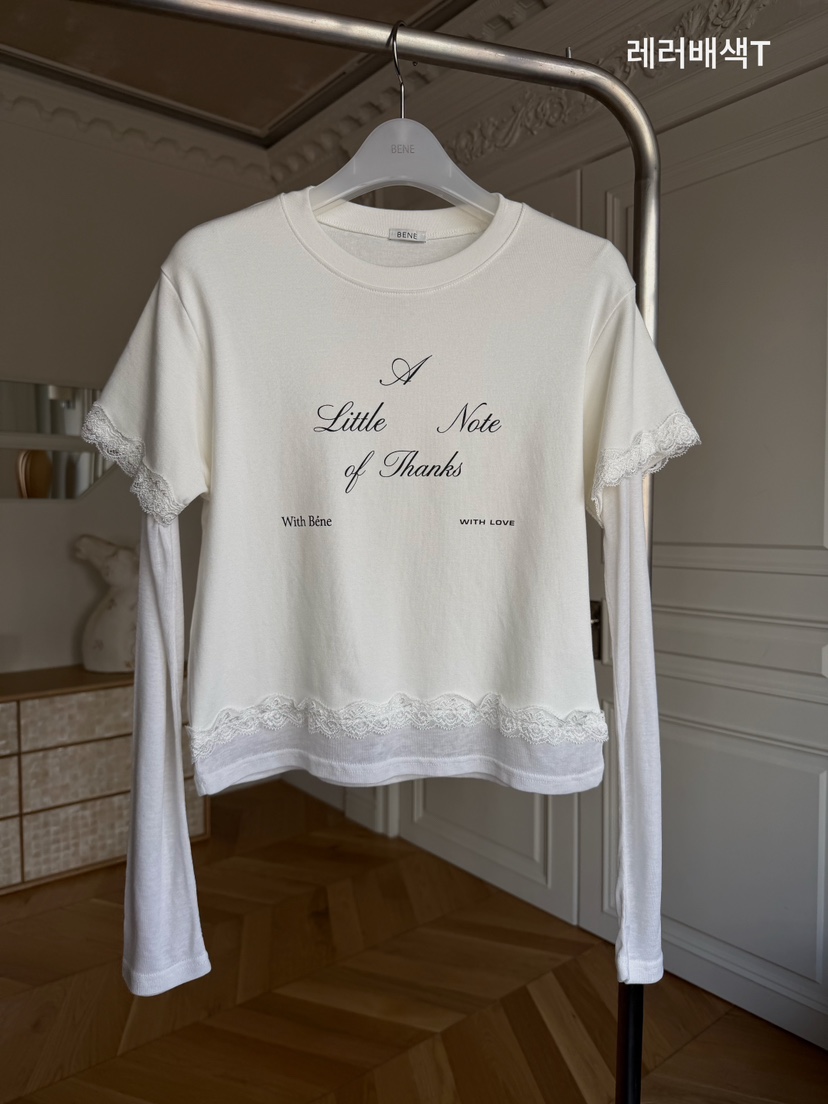 BENE韓國代購女裝新品時尚熱賣真品26春夏人氣長袖T恤假兩件BENE長袖T恤圖色1