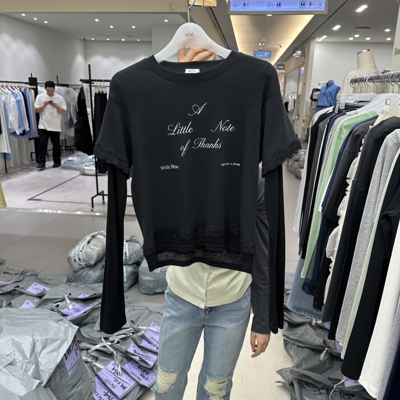BENE韓國代購女裝新品時尚熱賣真品26春夏人氣長袖T恤假兩件BENE長袖T恤圖色6