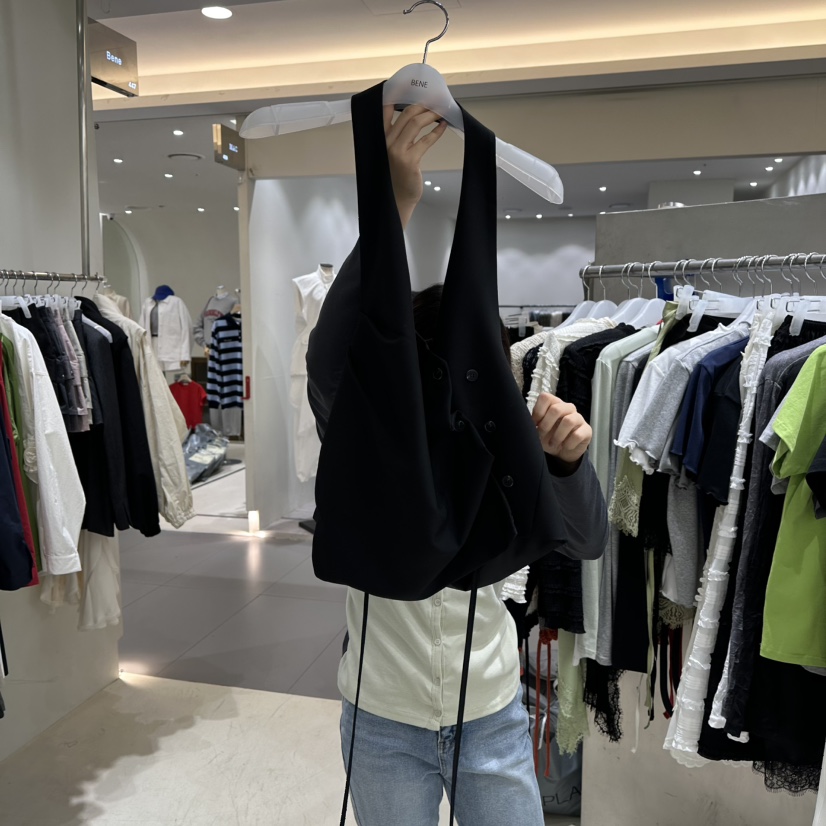 BENE韓國直郵女士新品職業真品26春夏休閑熱賣吊帶背心褶皺BENE吊帶/背心圖色3黑色