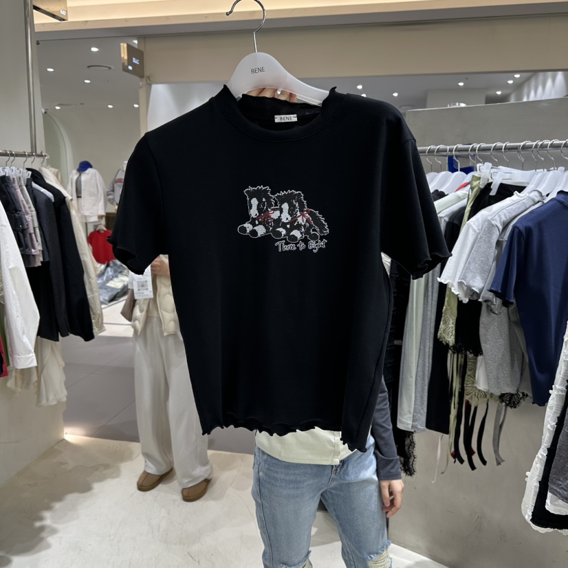 BENE東大門直郵女裝新款休閑時尚熱賣26春夏真品推薦職業T恤BENET恤圖色5黑色