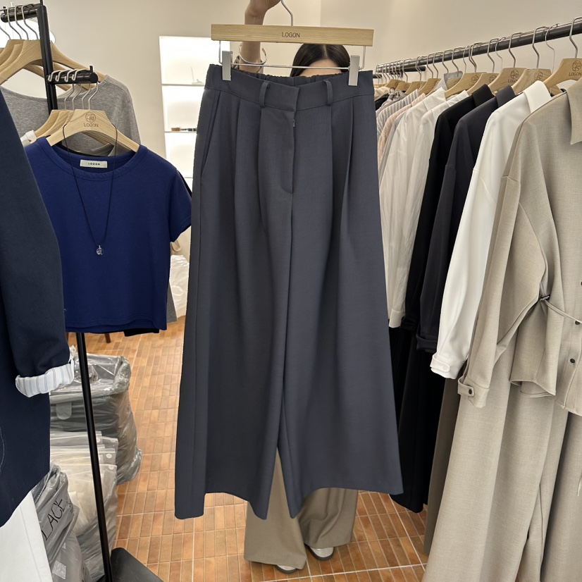 LOGON東大門實拍女裝新品推薦真品職業熱賣休閑褲不含腰帶LOGON休閑褲圖色3墨色