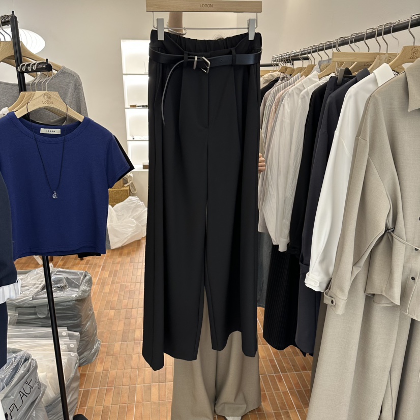 LOGON東大門實拍女裝新品推薦真品職業熱賣休閑褲不含腰帶LOGON休閑褲圖色4黑色