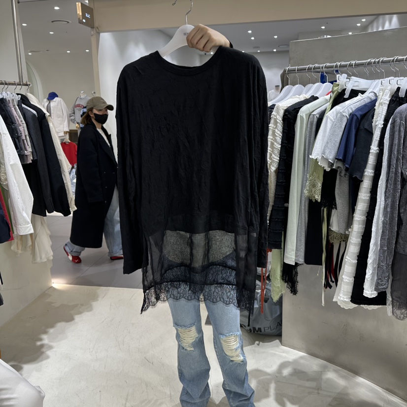 BENE韓國直郵女裝新品時尚熱賣推薦職業26春夏長袖T恤褶皺BENE長袖T恤圖色3