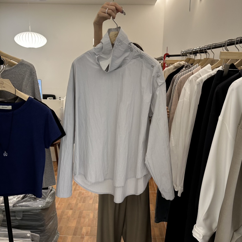 LOGON東大門直郵女裝新品26春夏熱賣人氣職業襯衫蕾絲衫高領LOGON襯衫/蕾絲衫圖色1