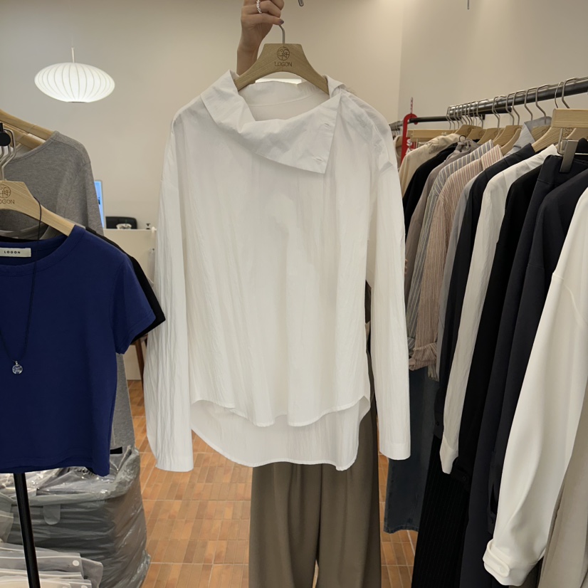 LOGON東大門直郵女裝新品26春夏熱賣人氣職業襯衫蕾絲衫高領LOGON襯衫/蕾絲衫圖色2