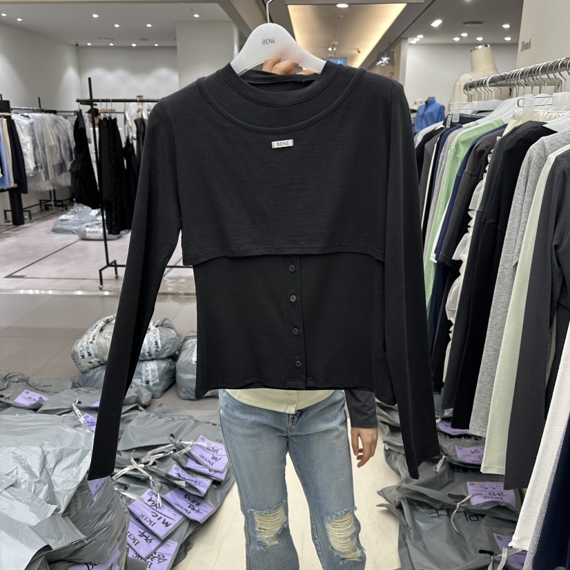 BENE韓國直郵女裝新品推薦26春夏職業熱賣人氣長袖T恤假兩件BENE長袖T恤圖色5