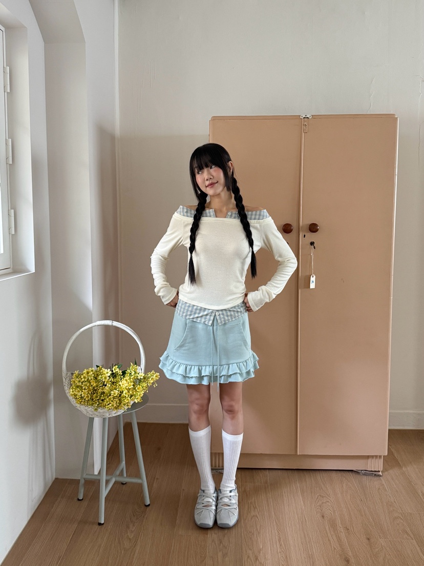 MORE THAN-P韓國代購女士新品真品人氣26春夏長袖T恤假兩件MORE THAN長袖T恤