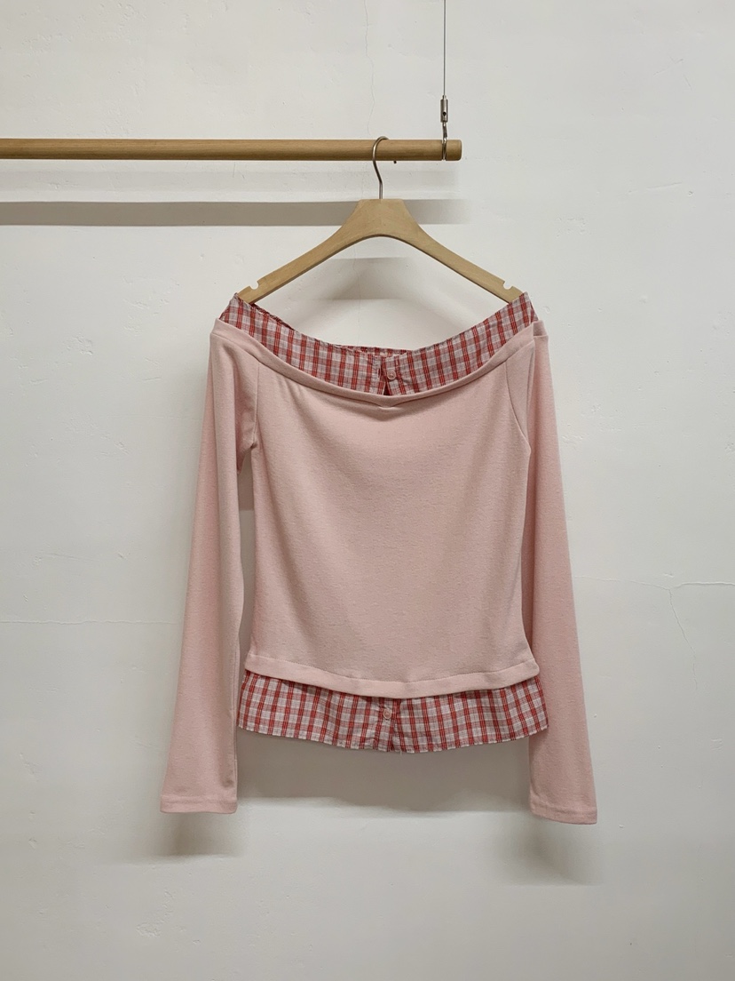 MORE THAN-P韓國代購女士新品真品人氣26春夏長袖T恤假兩件MORE THAN長袖T恤圖色2