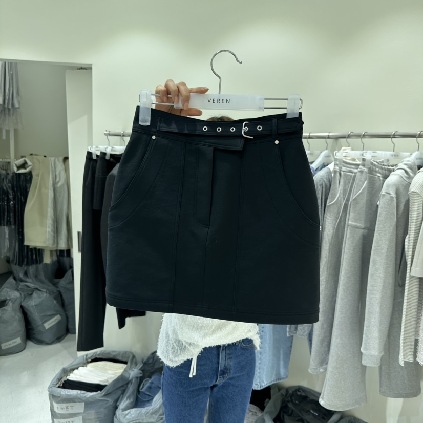 VEREN韓國直郵女裝新品人氣推薦時尚職業真品休閑短裙腰帶VEREN短裙圖色2