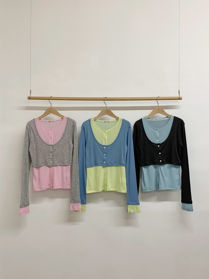 MORE THAN-P東大門代購女裝新款真品休閑長袖T恤假兩件MORE THAN長袖T恤