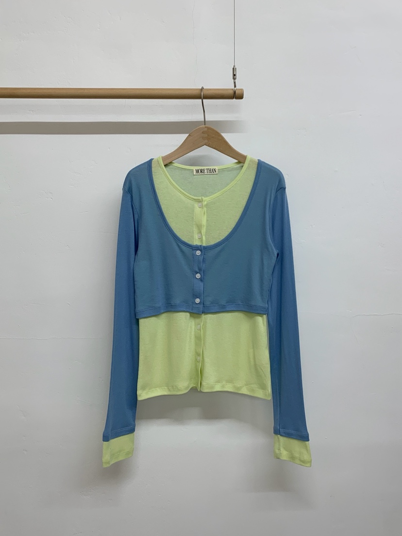 MORE THAN-P東大門代購女裝新款真品休閑長袖T恤假兩件MORE THAN長袖T恤圖色2