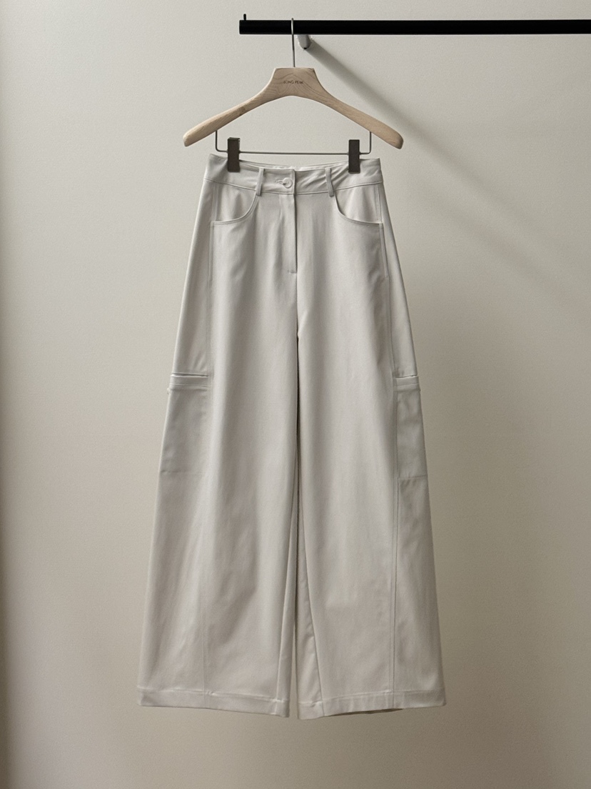LONG PEAK東大門代購女士新款推薦熱賣時尚人氣休閑褲口袋LONG PEAK休閑褲圖色1白色
