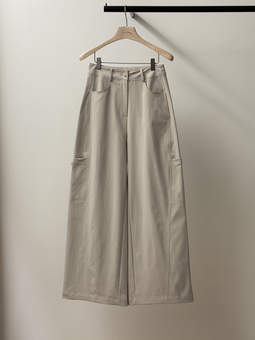 LONG PEAK東大門代購女士新款推薦熱賣時尚人氣休閑褲口袋LONG PEAK休閑褲圖色3淺米色