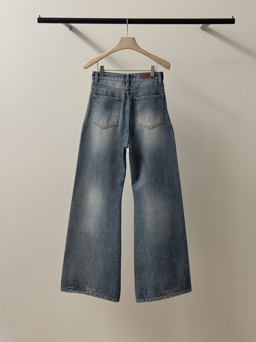 LONG PEAK韓國東大門直郵女裝新款人氣推薦牛仔褲水洗褶裥LONG PEAK牛仔褲