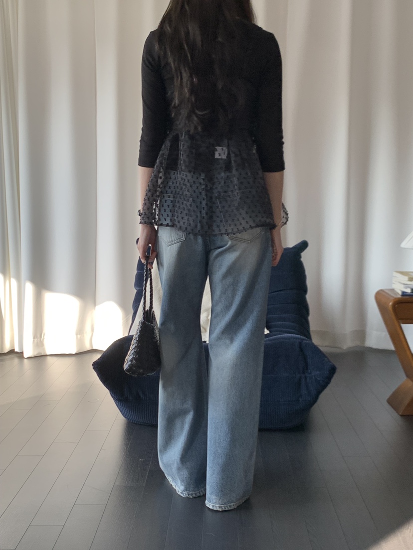 LONG PEAK韓國東大門直郵女裝新款人氣推薦牛仔褲水洗褶裥LONG PEAK牛仔褲