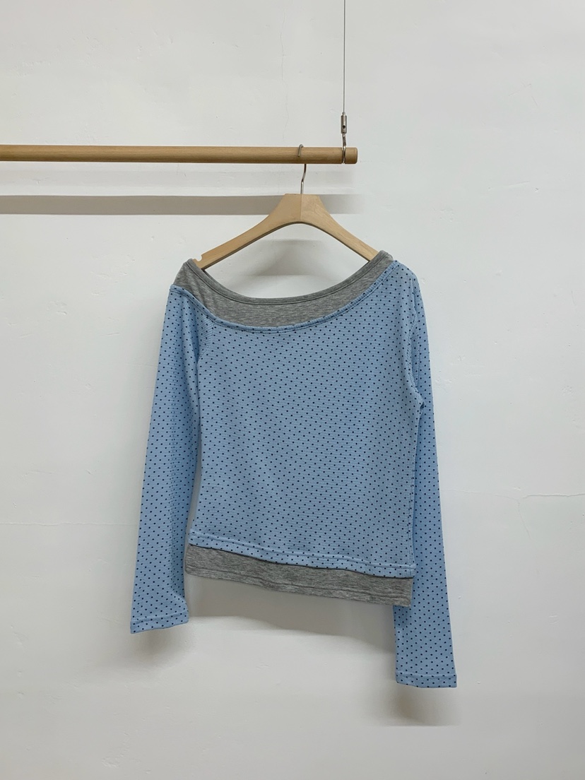 MORE THAN-P韓國直郵實拍女裝新款休閑推薦長袖T恤假兩件MORE THAN長袖T恤