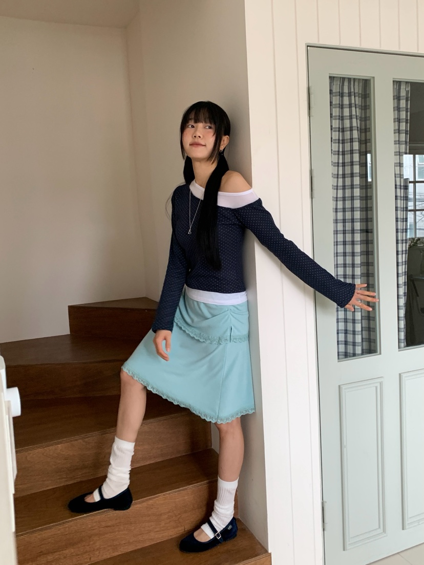 MORE THAN-P韓國直郵實拍女裝新款休閑推薦長袖T恤假兩件MORE THAN長袖T恤