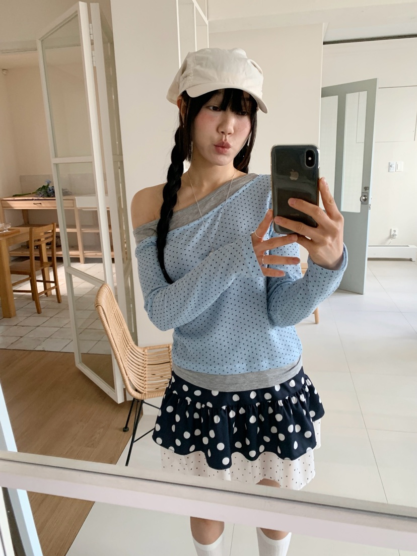 MORE THAN-P韓國直郵實拍女裝新款休閑推薦長袖T恤假兩件MORE THAN長袖T恤