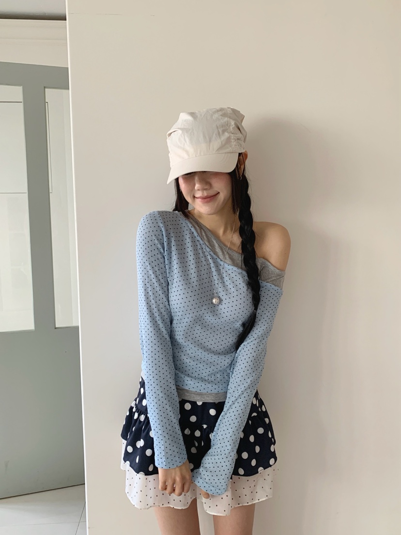 MORE THAN-P韓國直郵實拍女裝新款休閑推薦長袖T恤假兩件MORE THAN長袖T恤