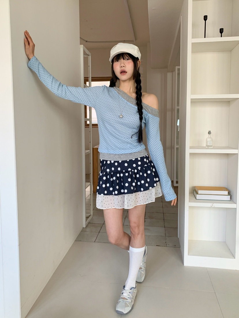 MORE THAN-P韓國直郵實拍女裝新款休閑推薦長袖T恤假兩件MORE THAN長袖T恤