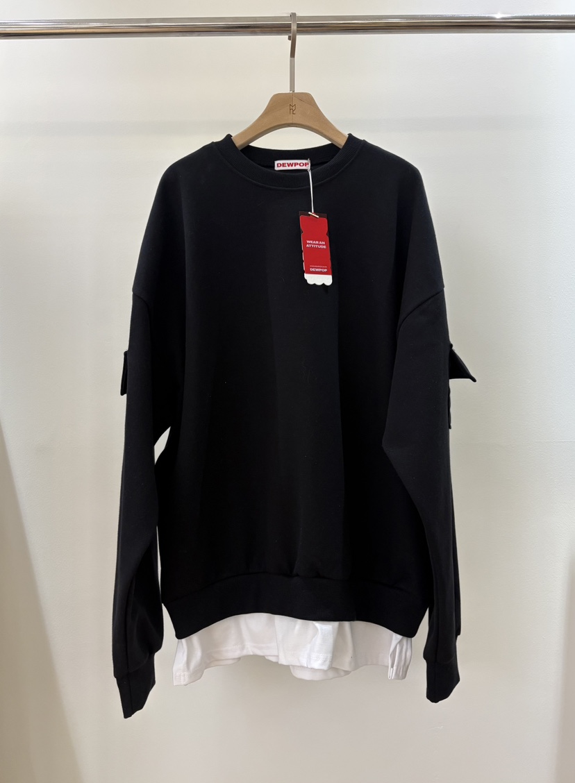 MUSHROOM-A韓國代購女裝新款時尚推薦人氣衛衣假兩件口袋MUSHROOM衛衣圖色2