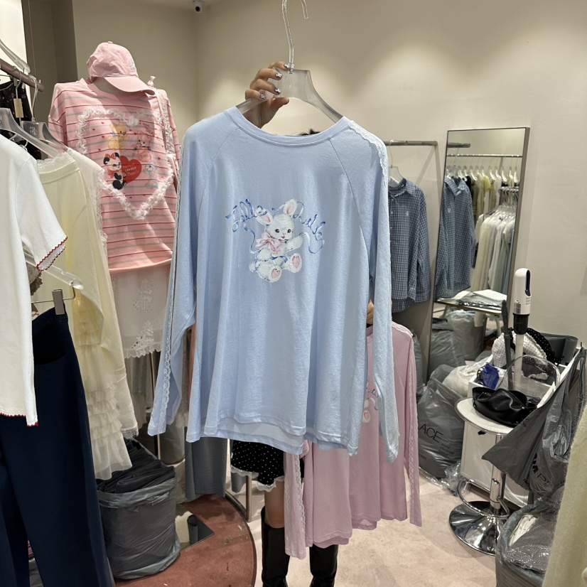 MIMME/LOOKK韓國直郵女裝新品熱賣人氣26春夏長袖T恤蕾絲MIMME/LOOKK長袖T恤圖色2