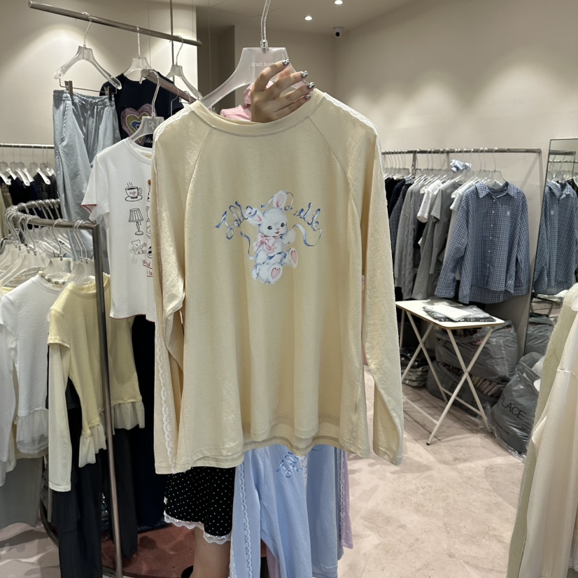 MIMME/LOOKK韓國直郵女裝新品熱賣人氣26春夏長袖T恤蕾絲MIMME/LOOKK長袖T恤圖色3