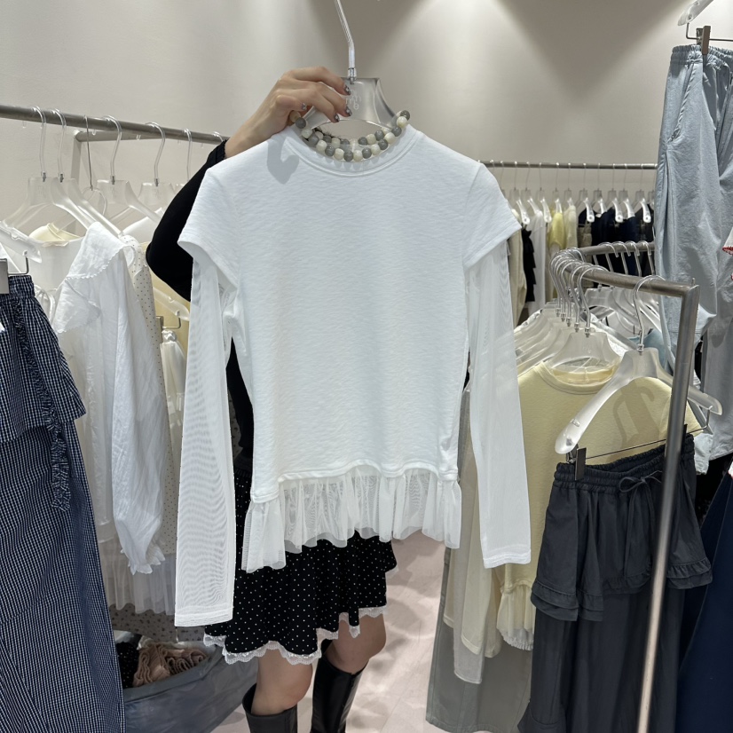 MIMME/LOOKK韓國東大門代購女士新款休閑26春夏長袖T恤假兩件MIMME/LOOKK長袖T恤圖色1