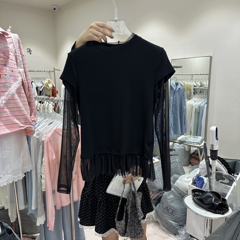 MIMME/LOOKK韓國東大門代購女士新款休閑26春夏長袖T恤假兩件MIMME/LOOKK長袖T恤圖色4