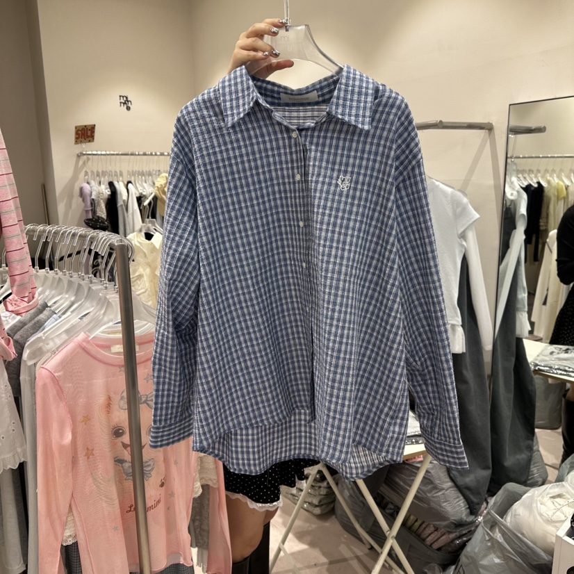 MIMME/LOOKK韓國東大門代購女裝新款推薦襯衫蕾絲衫刺繡格子MIMME/LOOKK襯衫/蕾絲衫圖色2