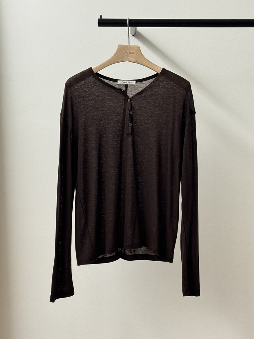 LONG PEAK韓國代購女裝新品休閑推薦人氣熱賣長袖T恤天絲LONG PEAK長袖T恤圖色4棕色
