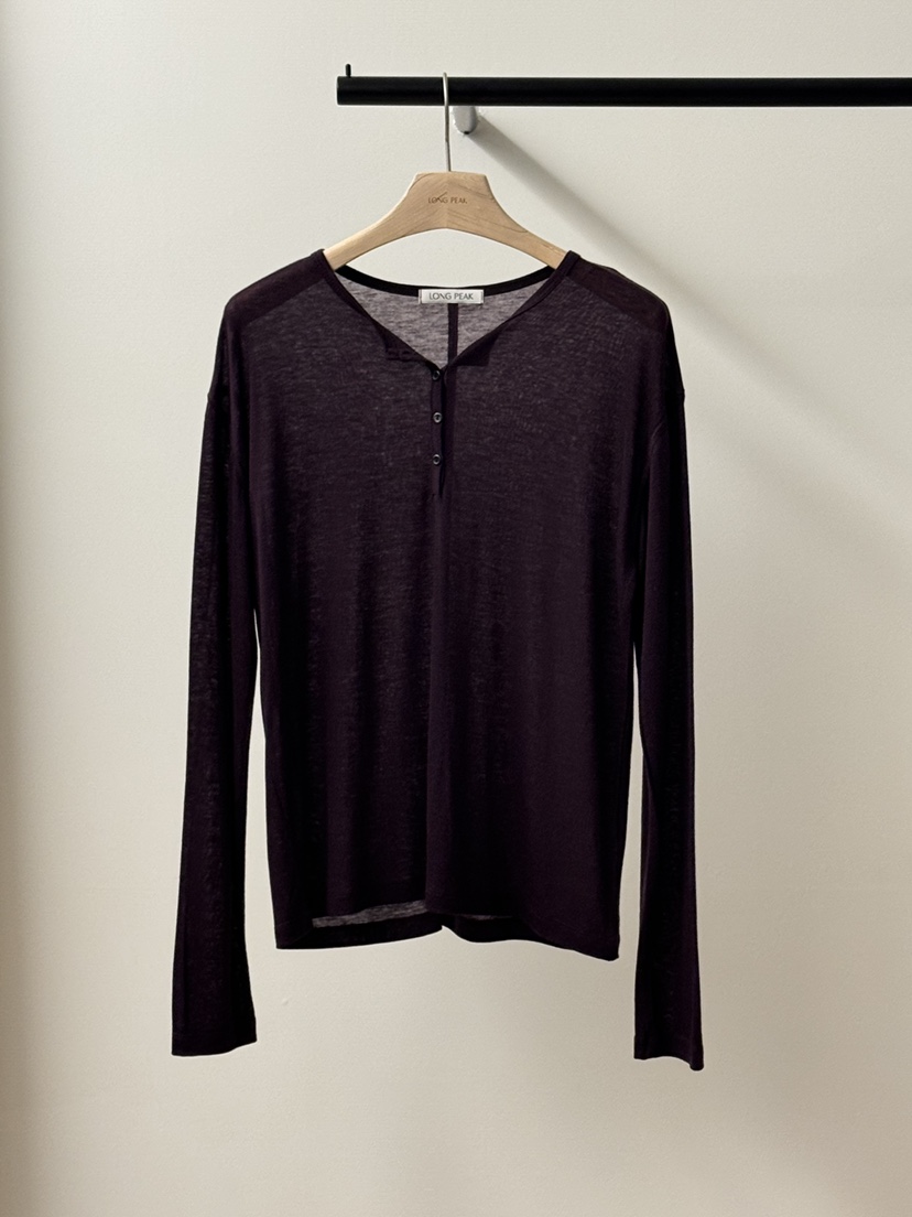 LONG PEAK韓國代購女裝新品休閑推薦人氣熱賣長袖T恤天絲LONG PEAK長袖T恤圖色5深紫色