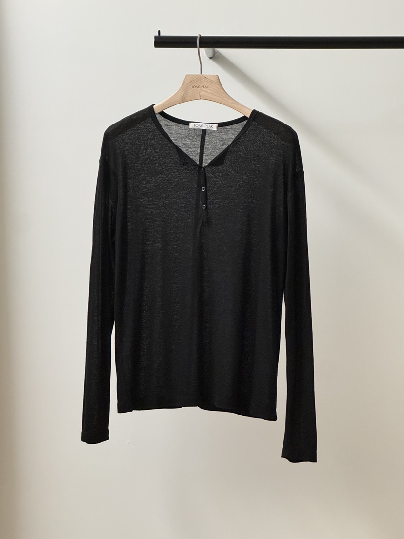 LONG PEAK韓國代購女裝新品休閑推薦人氣熱賣長袖T恤天絲LONG PEAK長袖T恤圖色7黑色