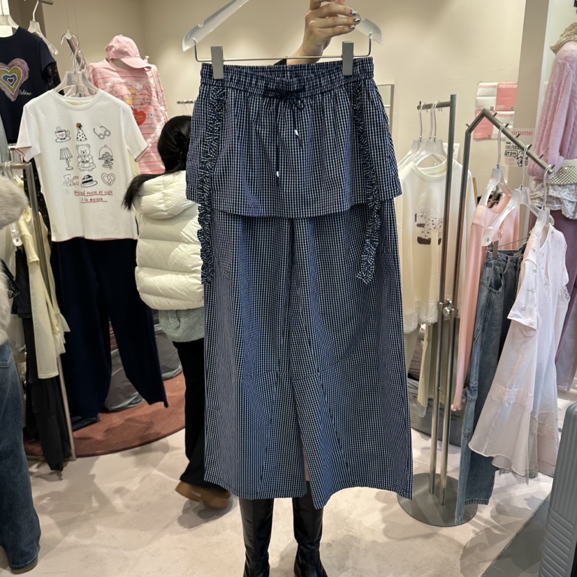 MIMME/LOOKK韓國東大門直郵女士新品時尚裙褲荷葉邊格紋MIMME/LOOKK裙褲圖色1