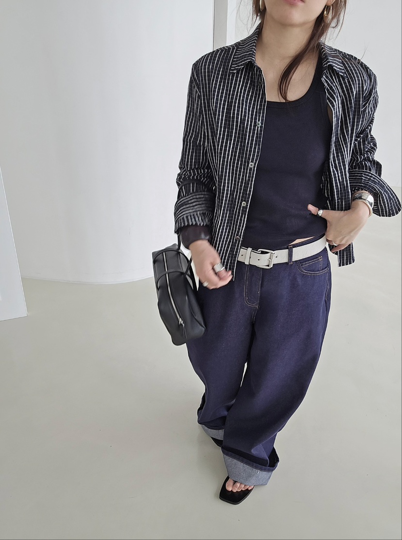 J SHOP韓國東大門代購女裝新款時尚人氣26春夏襯衫蕾絲衫格紋J_SHOP襯衫/蕾絲衫