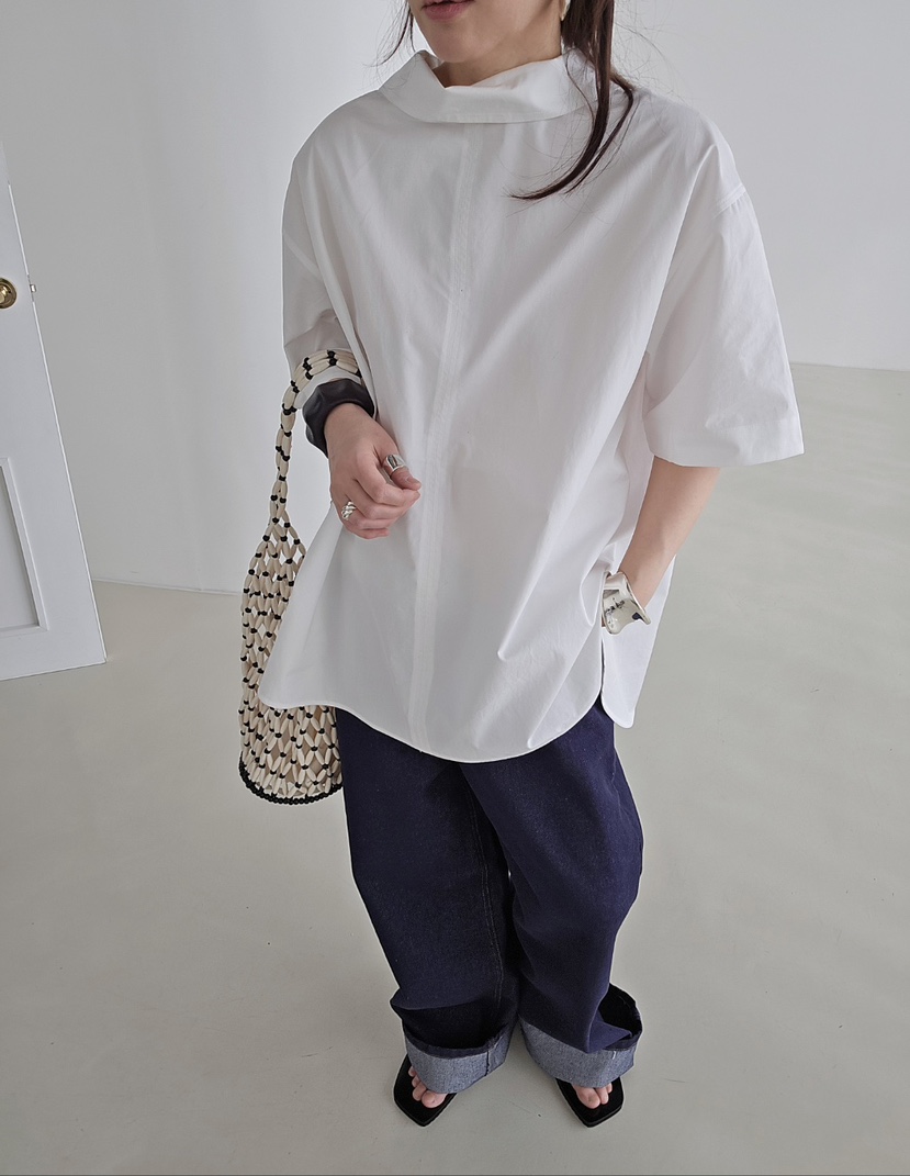 J SHOP韓國直郵女裝新品熱賣時尚休閑26春夏襯衫蕾絲衫高領J_SHOP襯衫/蕾絲衫