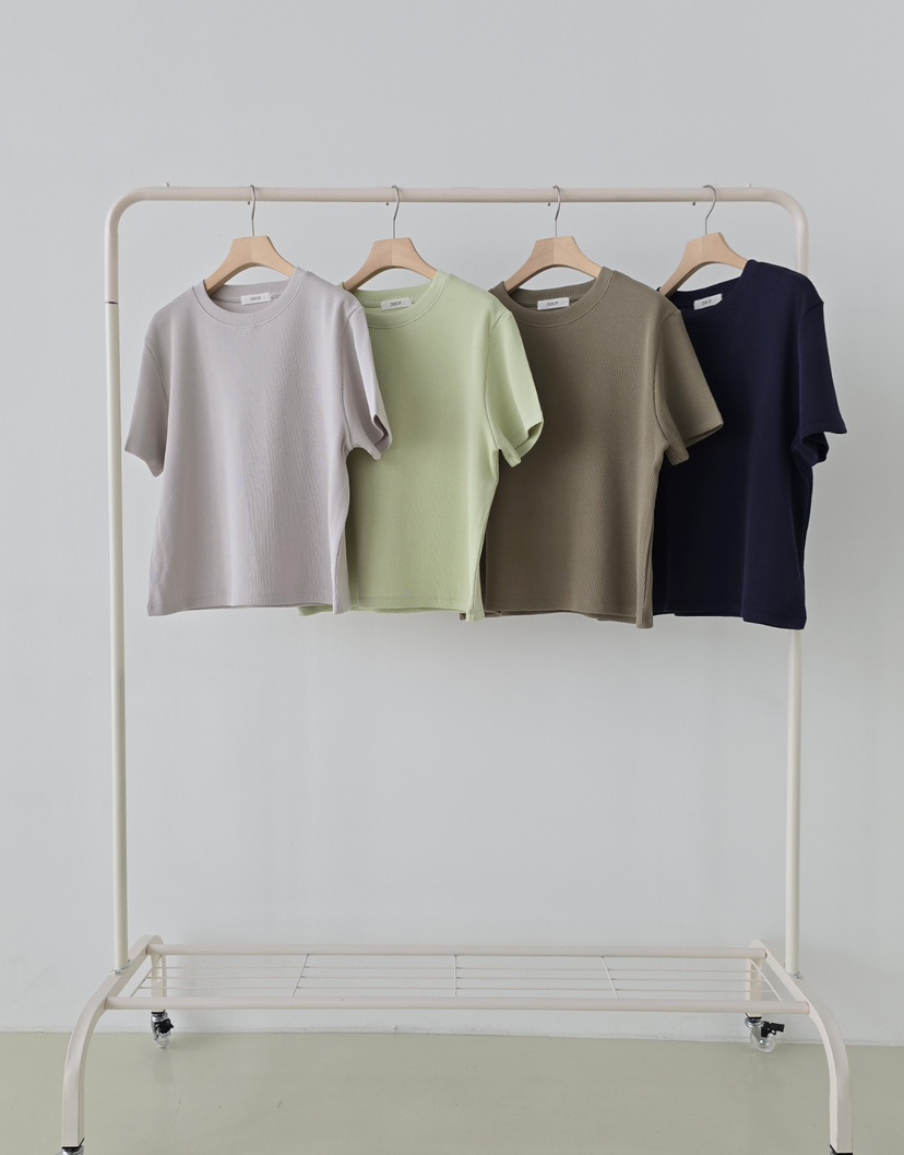 J SHOP韓國直郵實拍女士新款推薦職業休閑人氣T恤華夫格J_SHOPT恤