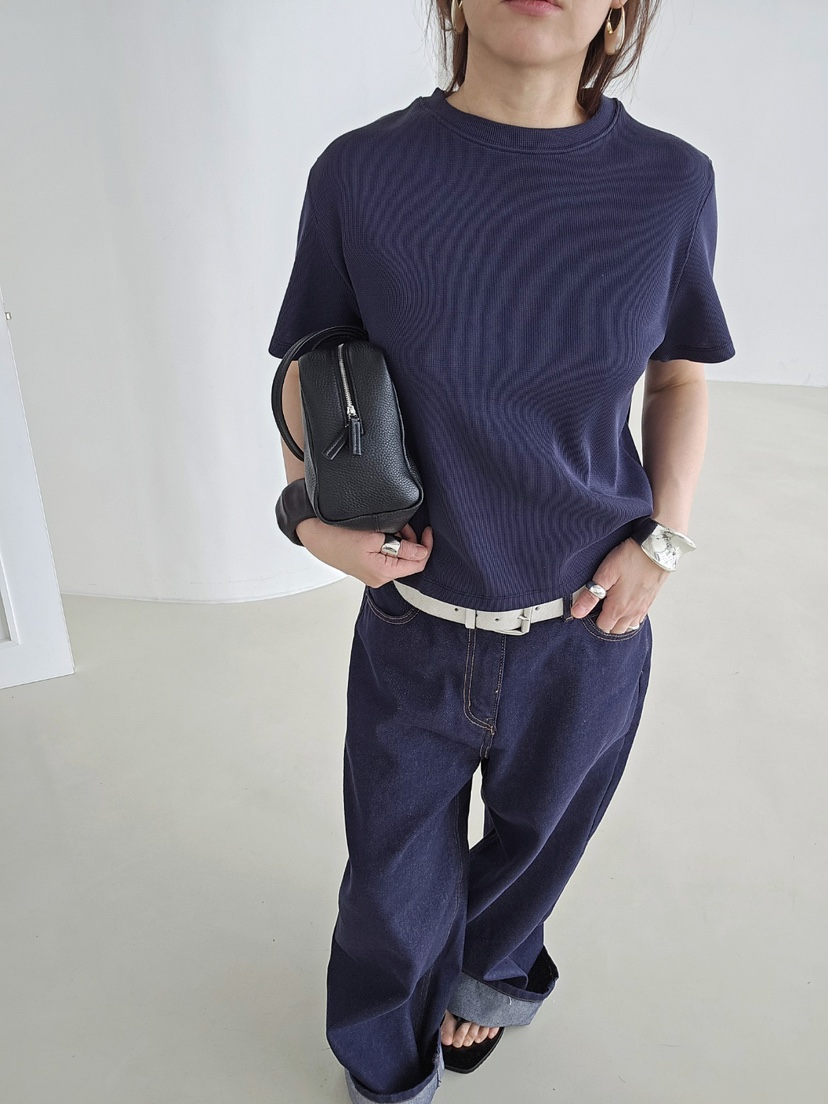 J SHOP韓國直郵實拍女士新款推薦職業休閑人氣T恤華夫格J_SHOPT恤