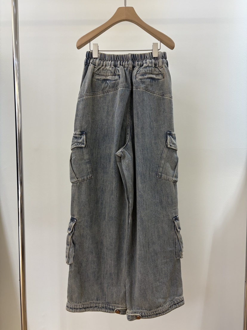 MUSHROOM-A東大門代購女裝新品26春夏真品休閑牛仔褲口袋MUSHROOM牛仔褲