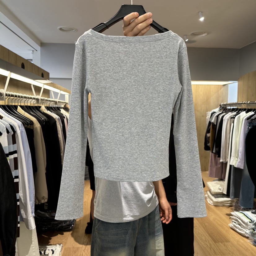 LEFANCY東大門實拍女士新款26春夏休閑時尚職業長袖T恤紐扣LEFANCY長袖T恤