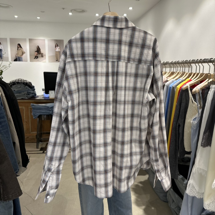 ACKER韓國代購女士新款26春夏真品休閑職業襯衫蕾絲衫格子ACKER襯衫/蕾絲衫